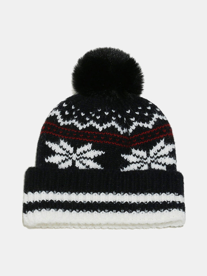 Snowflake Pattern Pom-pom Warm Knitted Hat