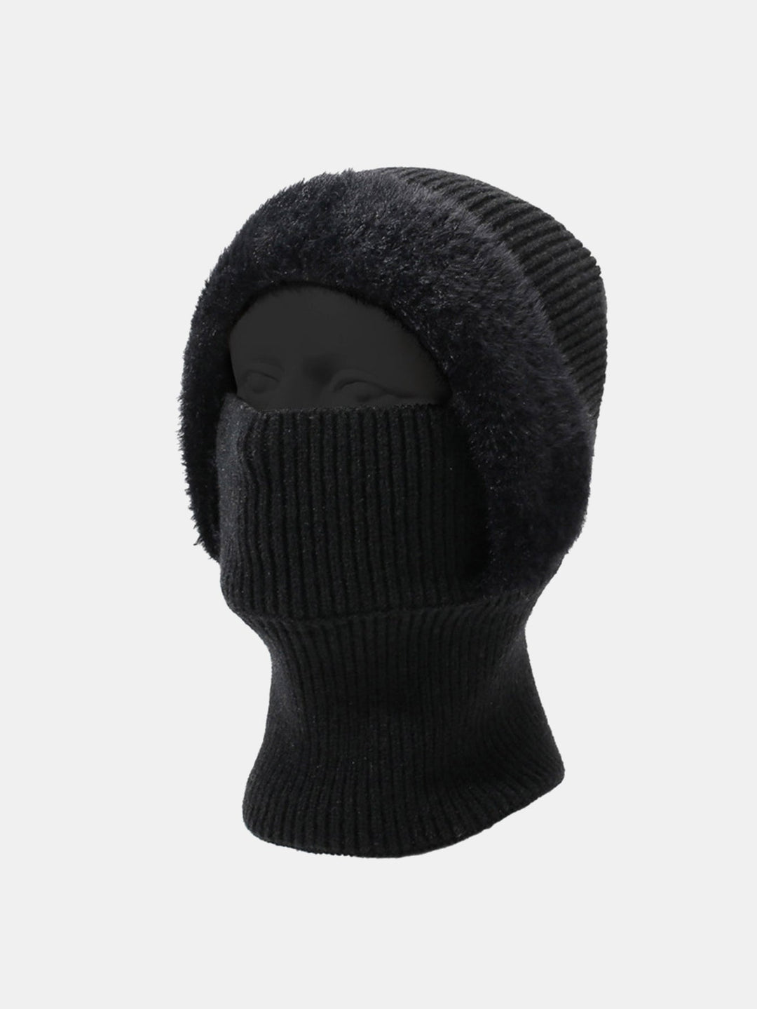 Solid Color Velvet Warm Knitted Hat With Scarf