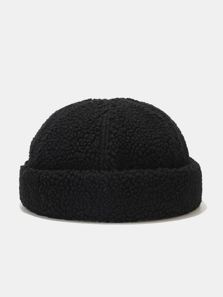 Warm Lamb Fleece Simple Solid Color Brimless Hat