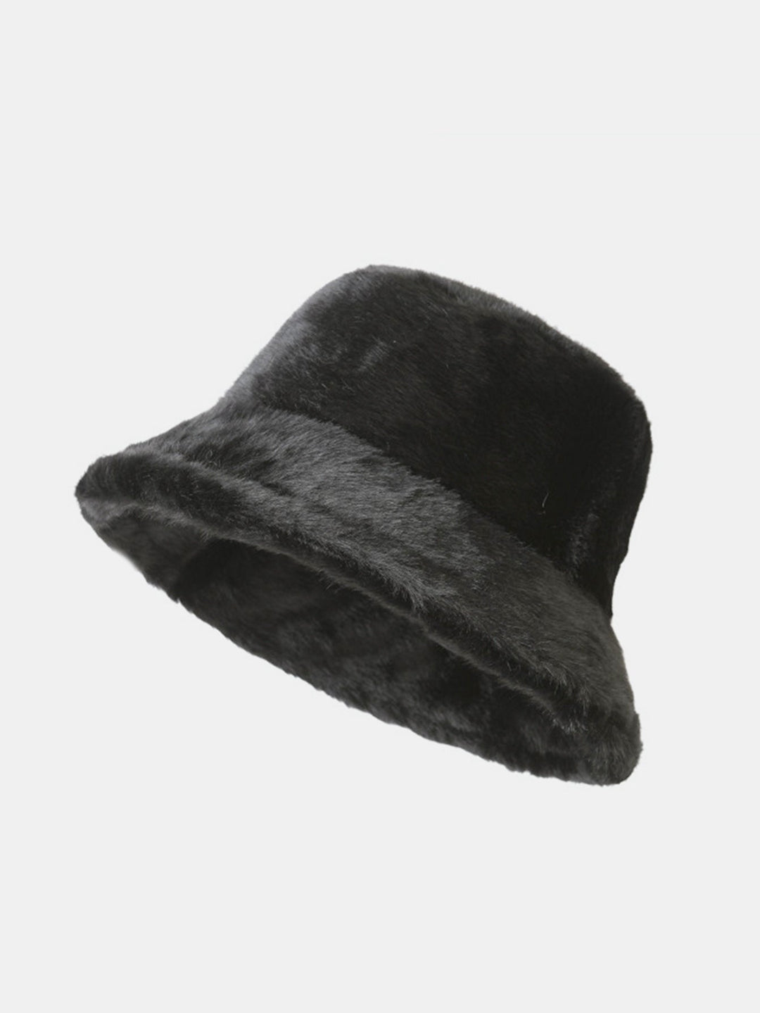 Faux Mink Fur Wide Brim Plush Bucket Hat
