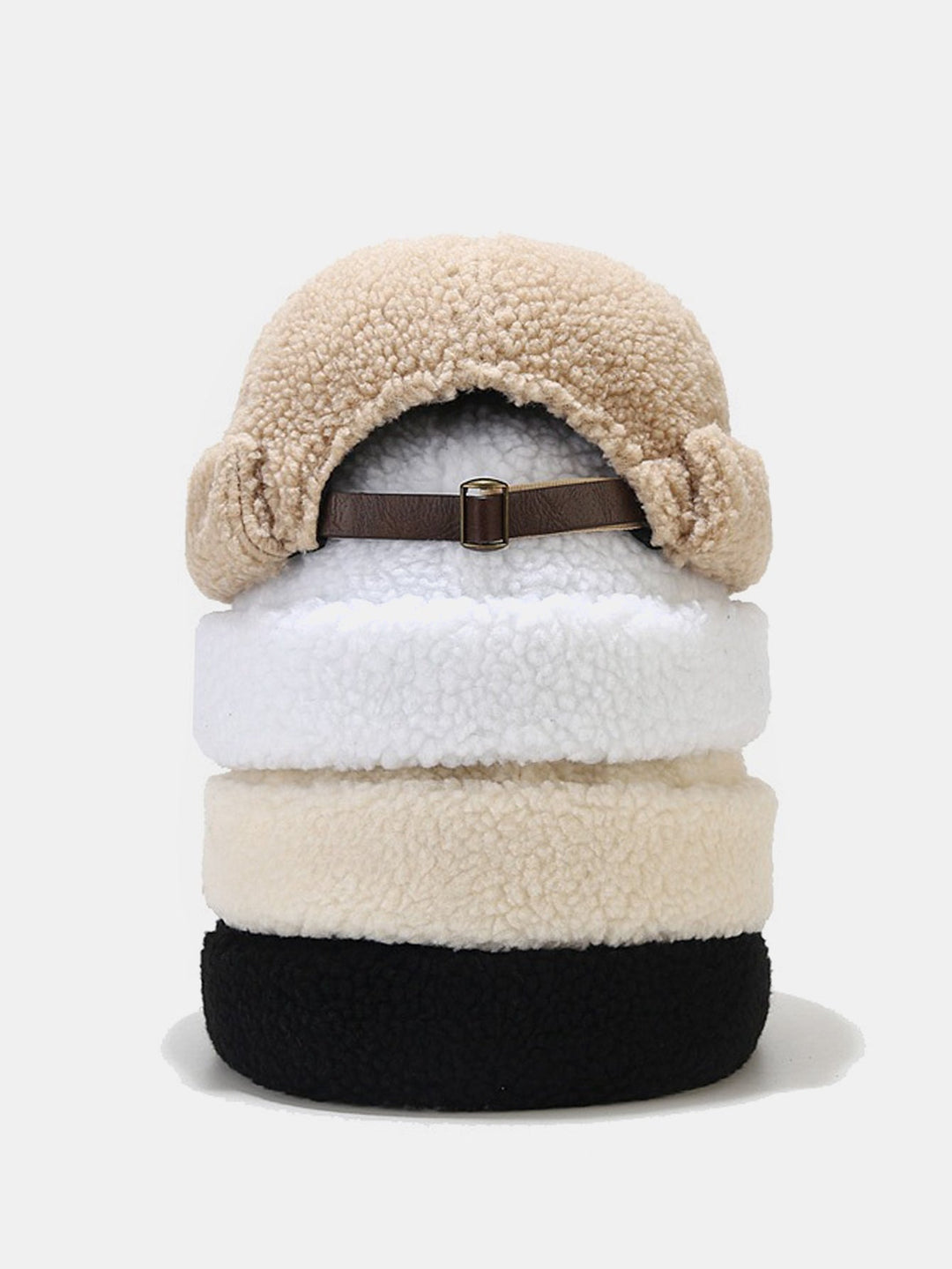 Warm Lamb Fleece Simple Solid Color Brimless Hat