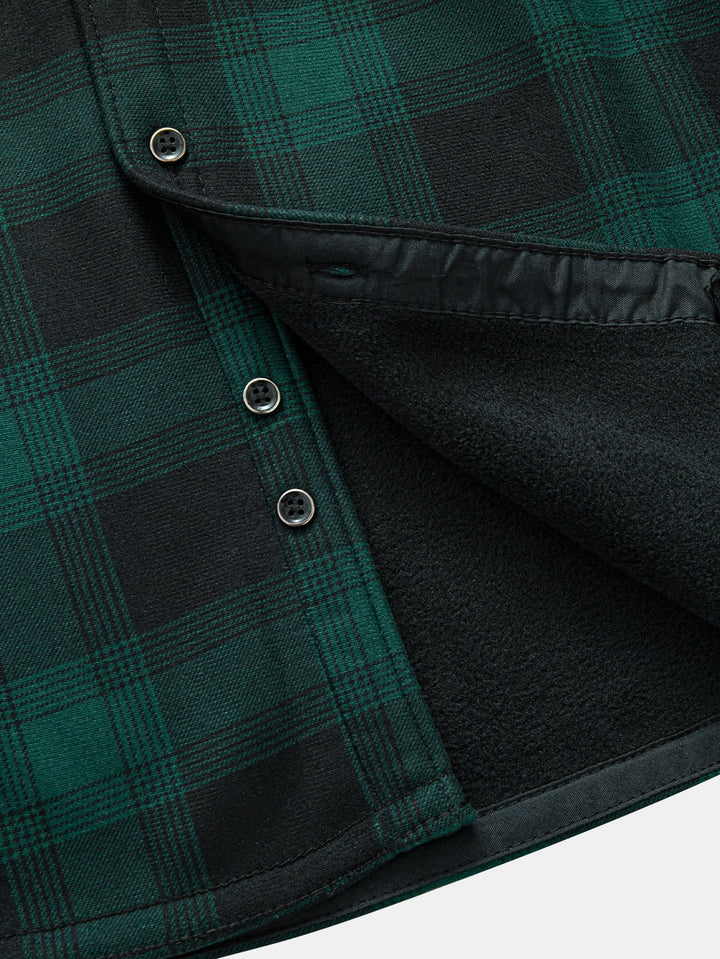 Flannel Fleece Lined Hooded Shirt With Pockets