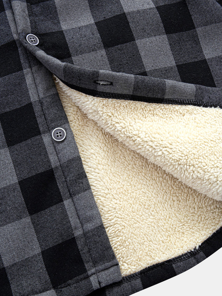 Teddy Lined Plaid Hooded Shirt