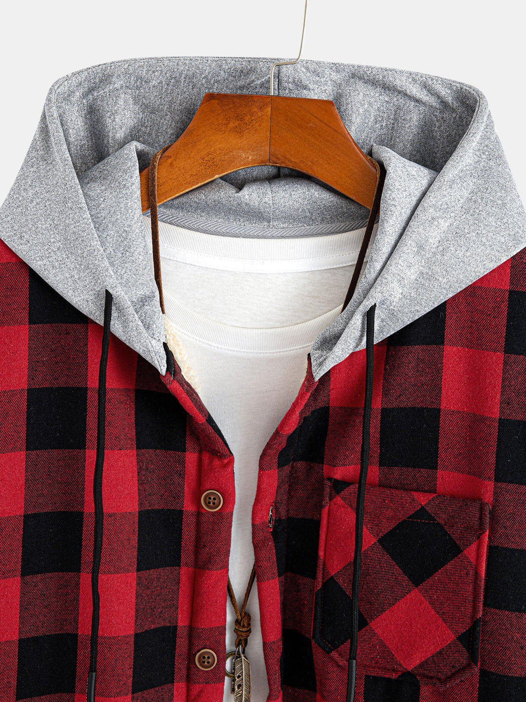 Teddy Lined Plaid Hooded Shirt