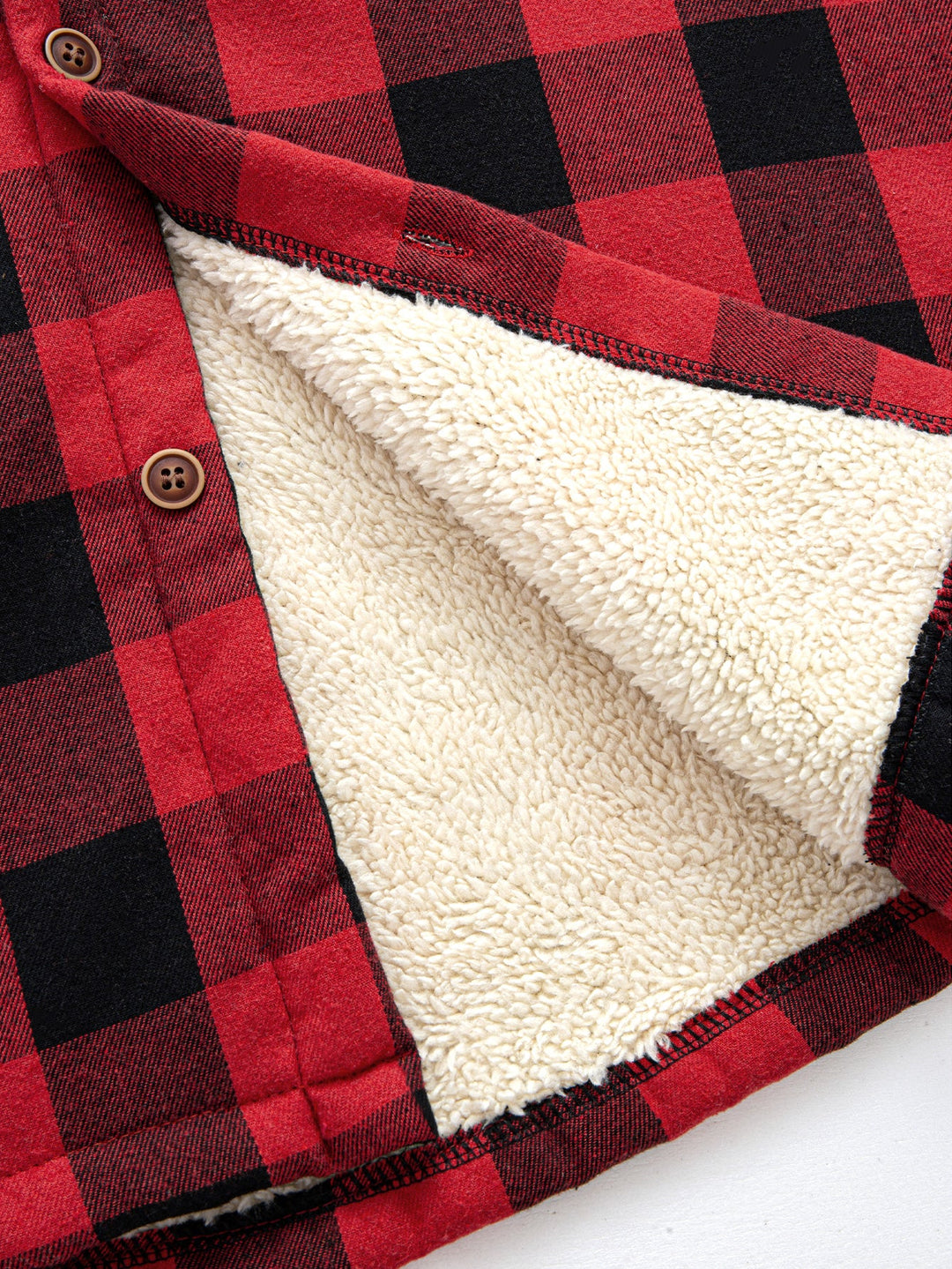 Teddy Lined Plaid Hooded Shirt