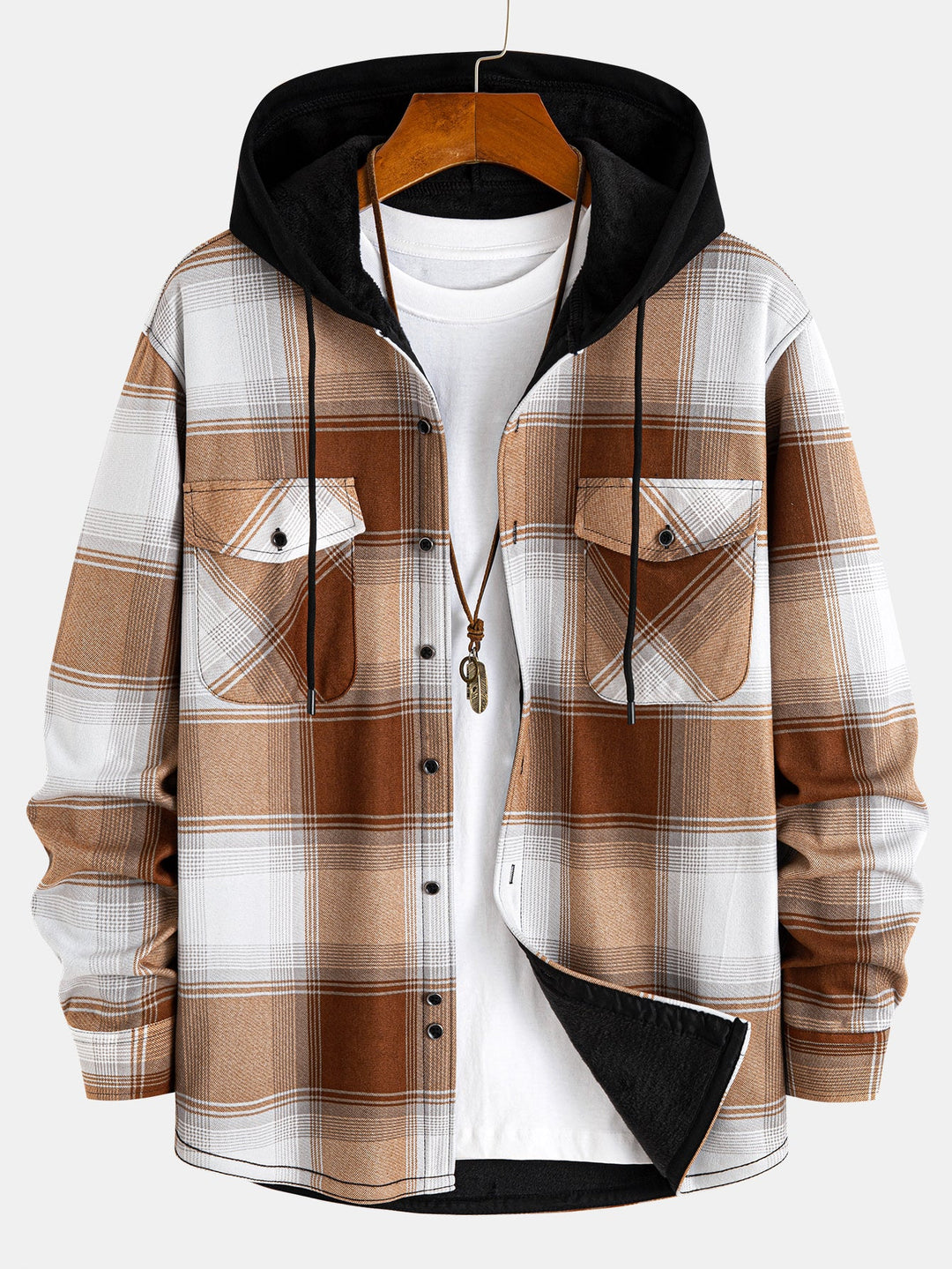 Fleece Lined Flannel Hooded Shirt