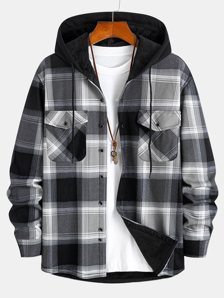 Fleece Lined Flannel Hooded Shirt