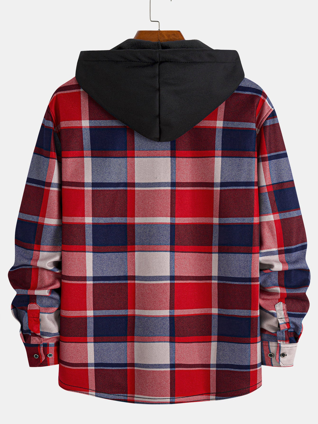 Flannel Fleece Lined Hooded Button Up Shirt