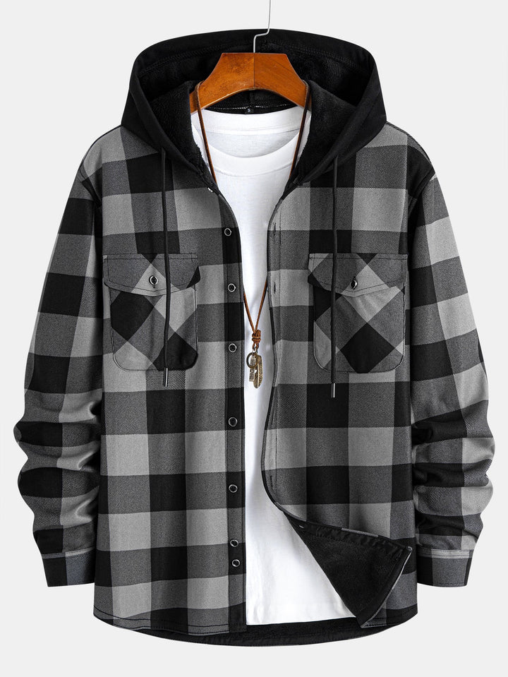 Flannel Fleece Lined Hooded Shirt