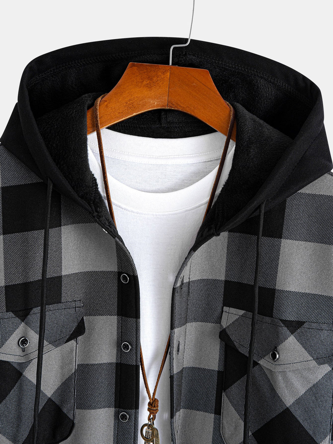 Flannel Fleece Lined Hooded Shirt
