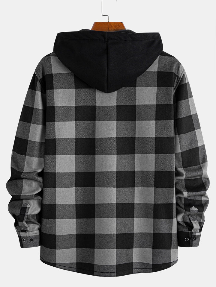 Flannel Fleece Lined Hooded Shirt