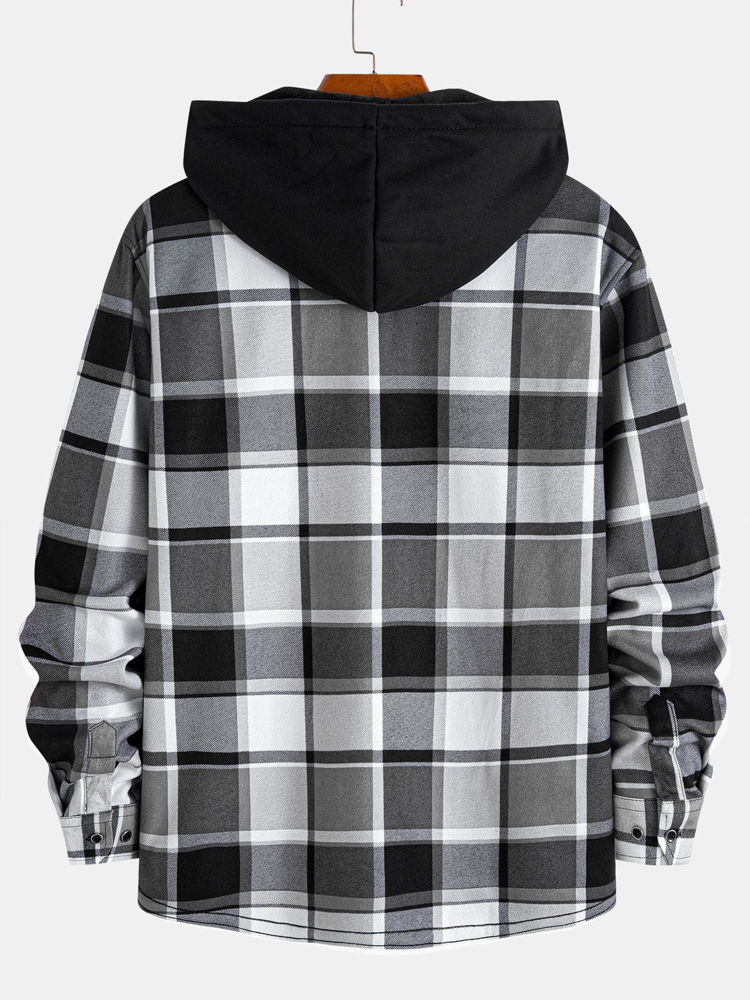 Flannel Fleece Lined Hooded Button Up Shirt