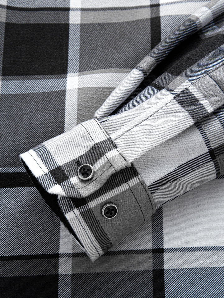 Flannel Fleece Lined Hooded Button Up Shirt