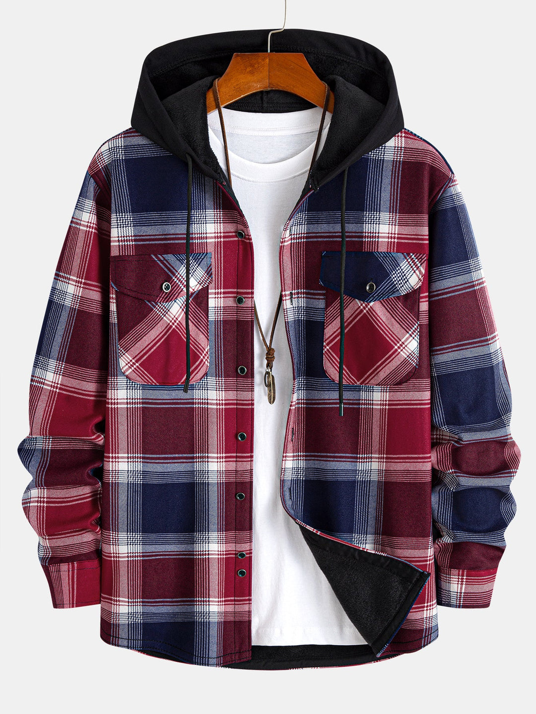 Fleece Lined Flannel Hooded Shirt