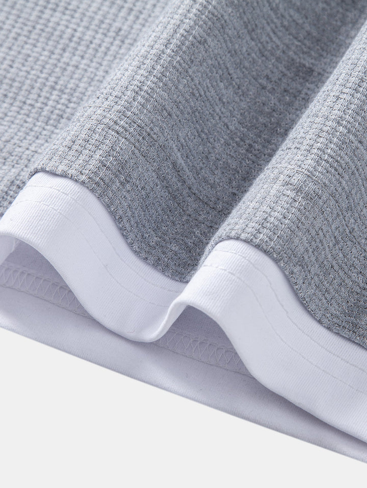 2 In 1 Henley Collar Waffle T-Shirt