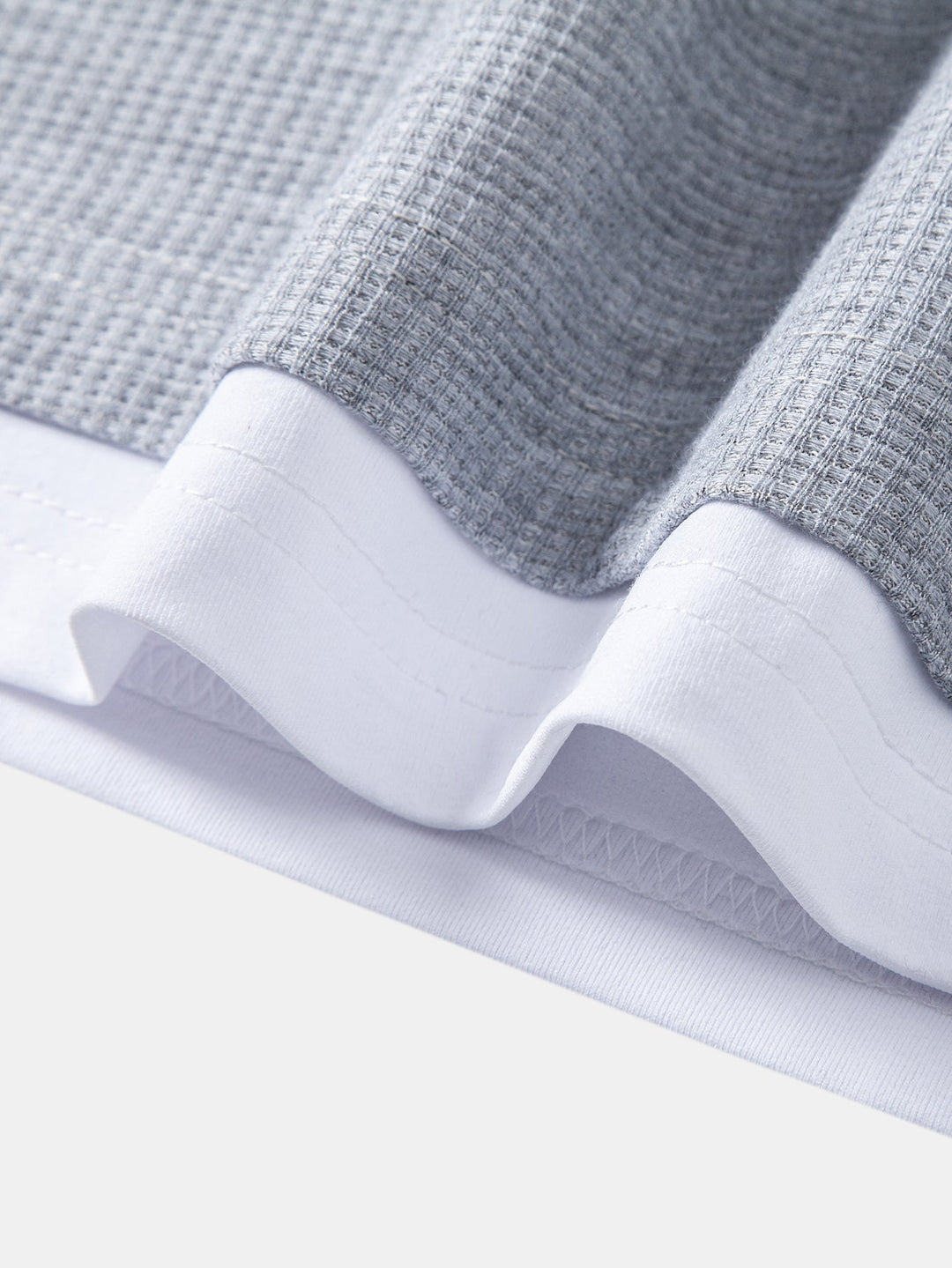 2 In 1 Button V-Neck Waffle T-Shirt With Pocket