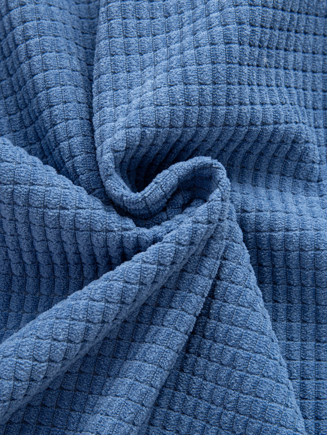 Long Sleeved Waffle Corduroy Contrast Hooded Shirt