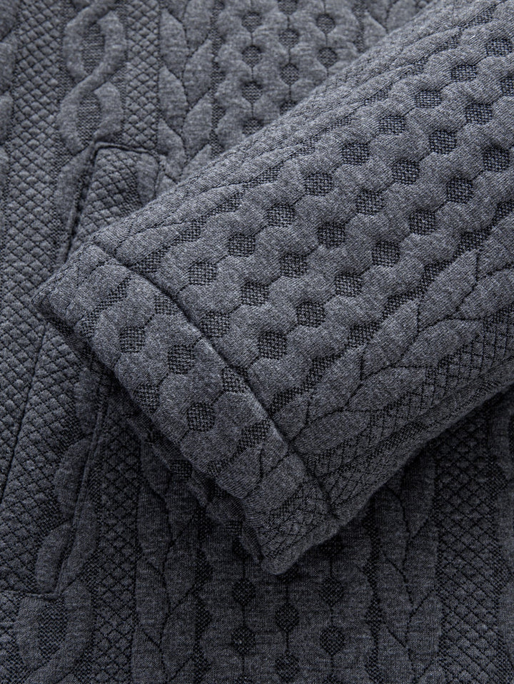 Faux Fur Lined Twist Jacquard Hooded Coat