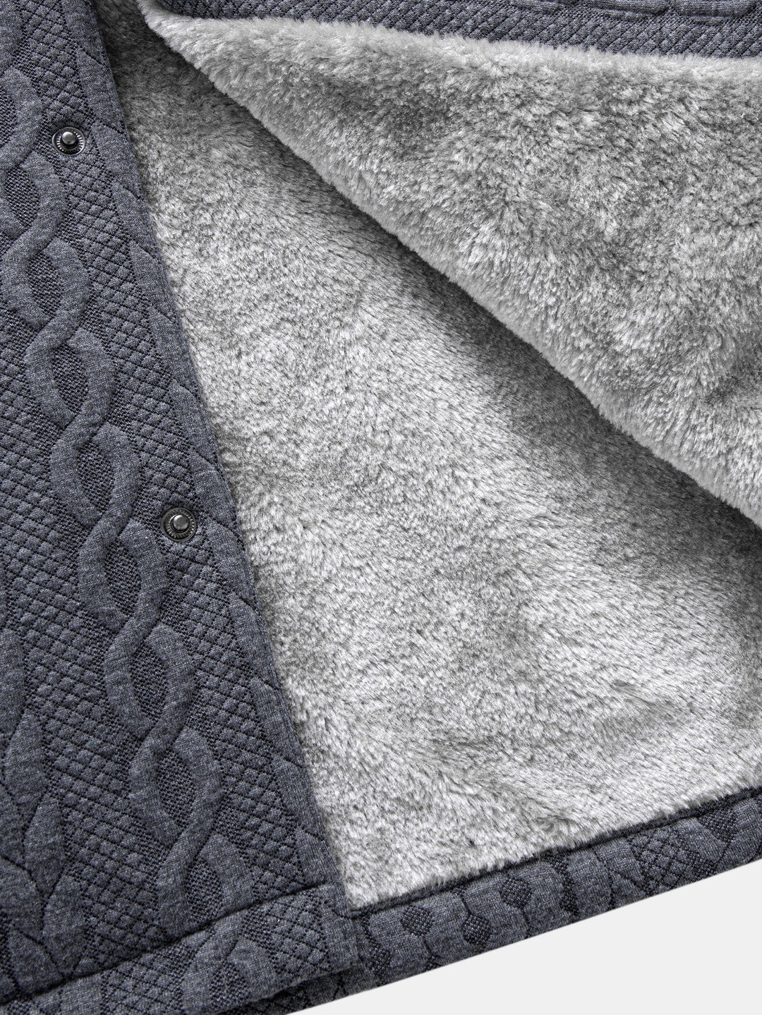 Faux Fur Lined Twist Jacquard Hooded Coat