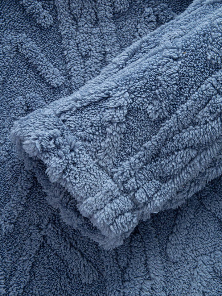 Contrast Geometric Jacquard Teddy Hooded Shirt