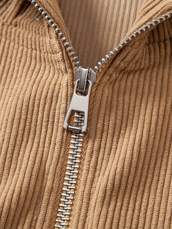 Relax Fit Corduroy Half-Zip Hooded Pullover
