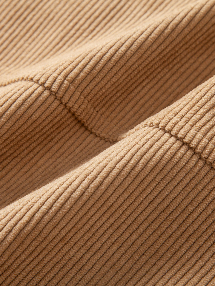 Relax Fit Corduroy Half-Zip Hooded Pullover