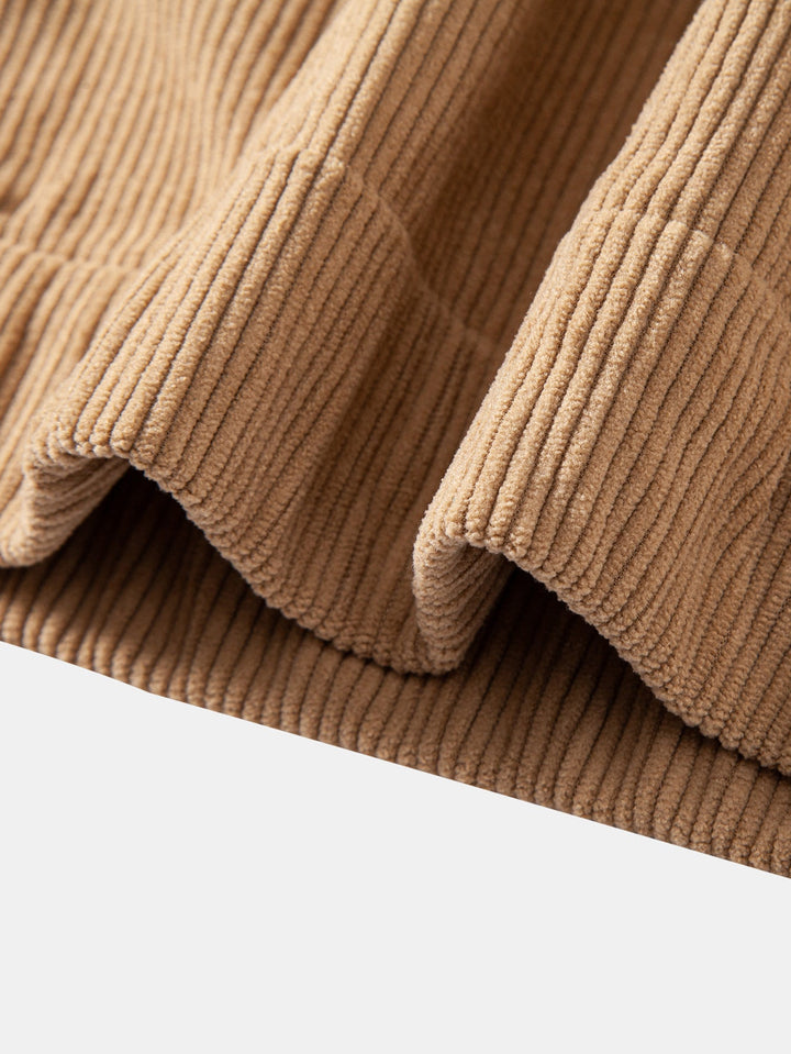 Relax Fit Corduroy Half-Zip Hooded Pullover & Straight Leg Corduroy Pants