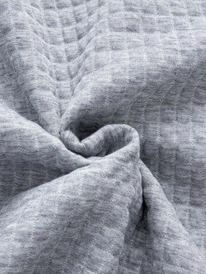 Contrast Waffle Hooded Shirt & Drawstring Waffle Jogger Pants