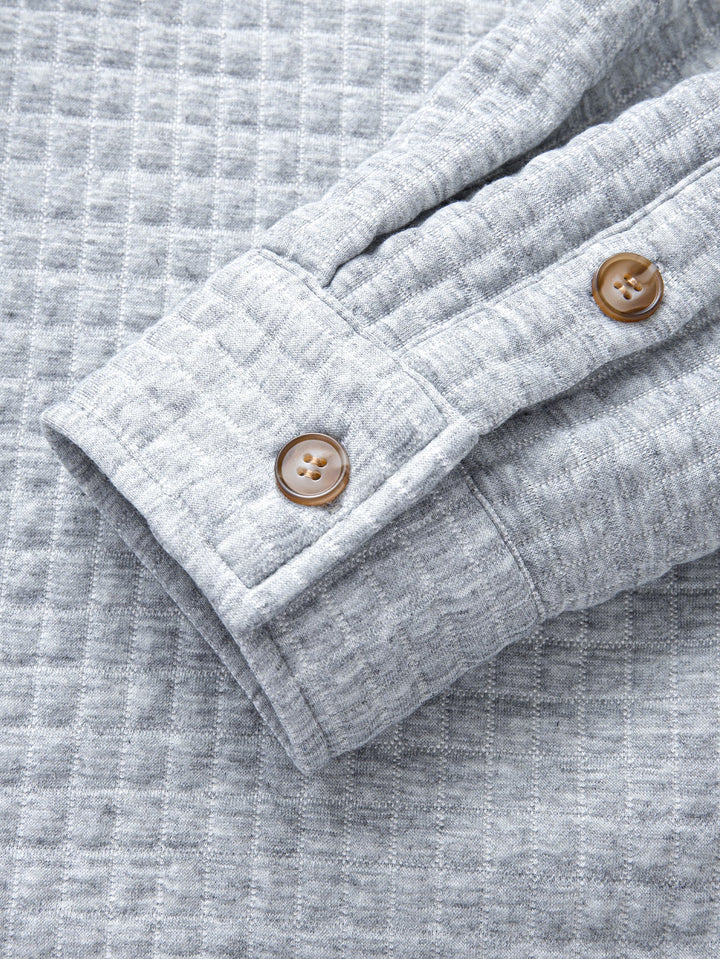 Contrast Waffle Hooded Shirt & Drawstring Waffle Jogger Pants