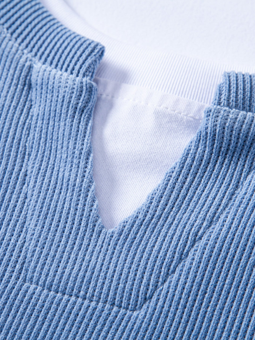 Relax Fit 2 In 1 Notched Collar Waffle Sweatshirt