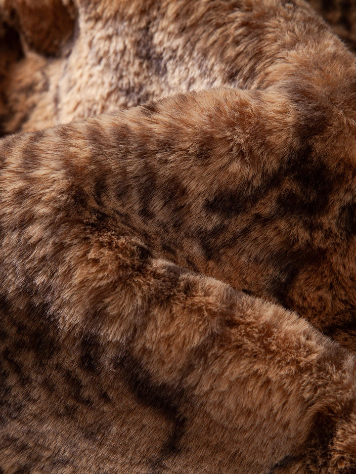 Faux Fur Serpentine Zip Up Hooded Vest