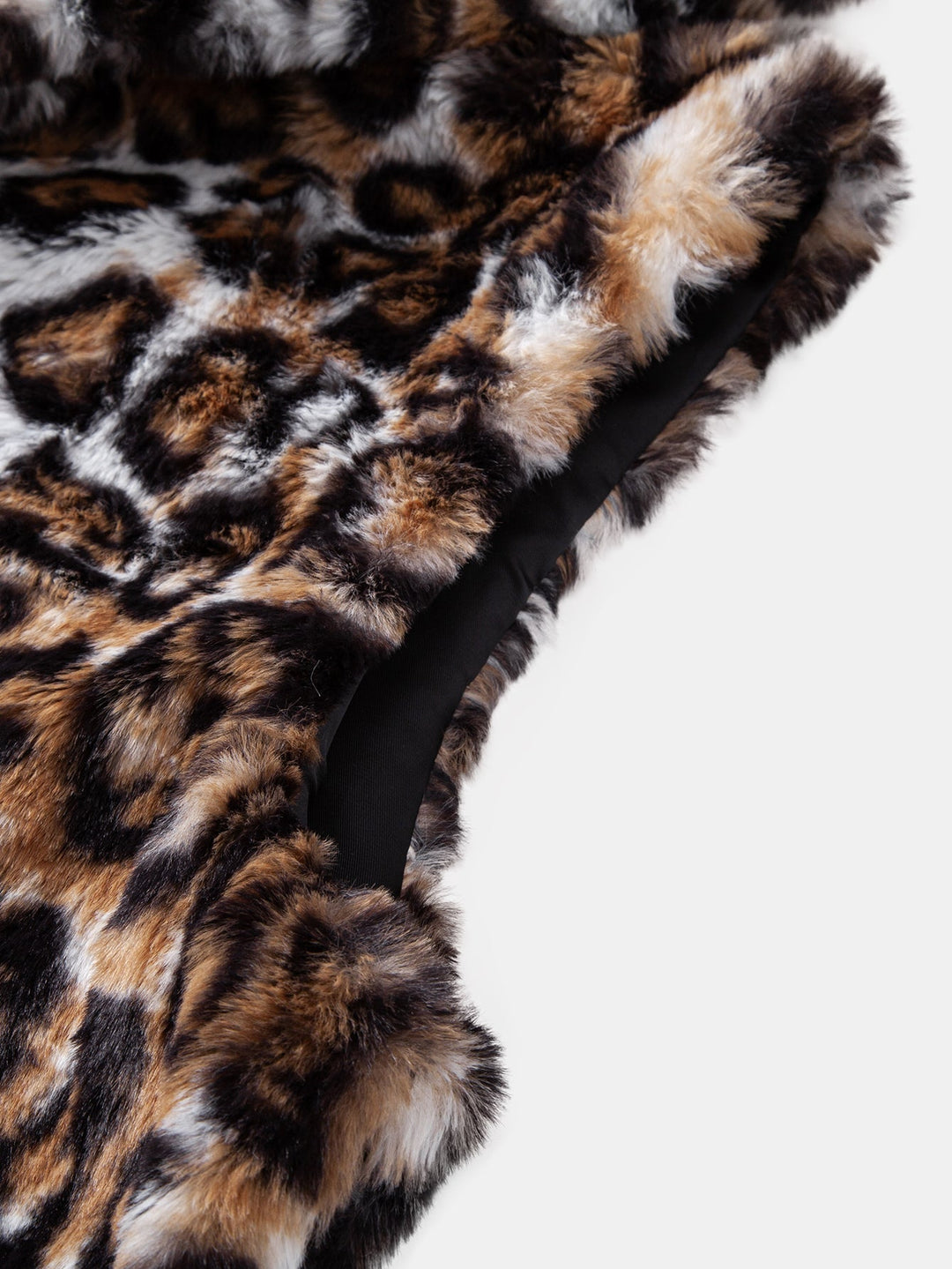 Faux Fur Leopard Zip Up Hooded Vest