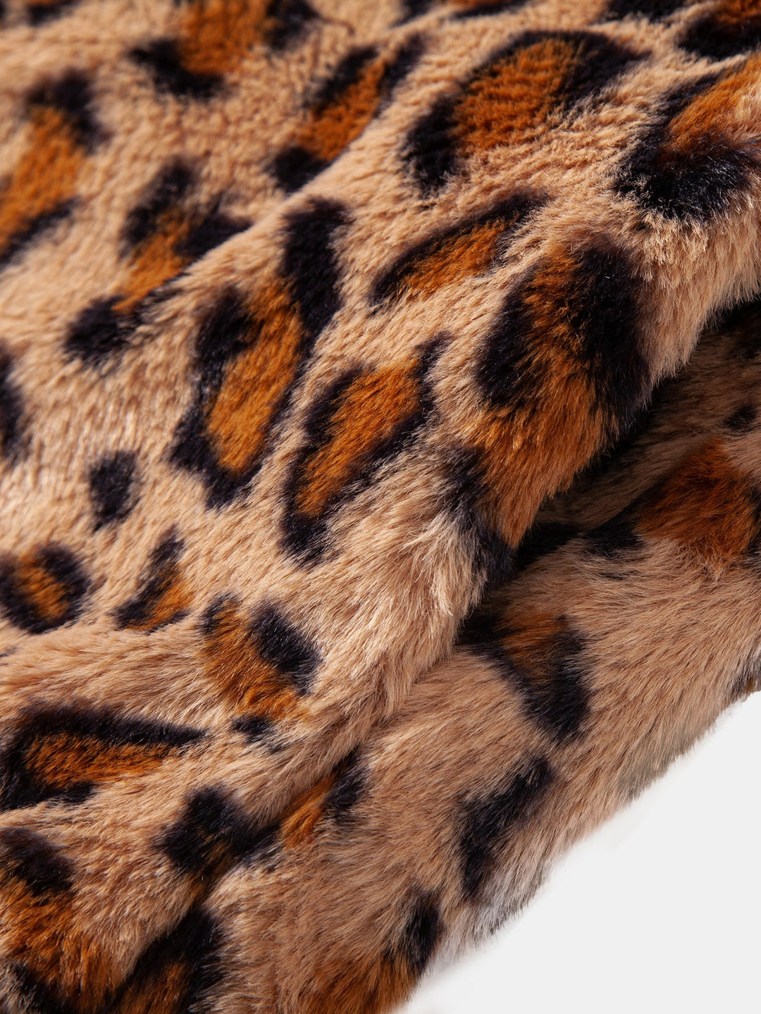 Faux Fur Leopard Zip Up Hooded Coat