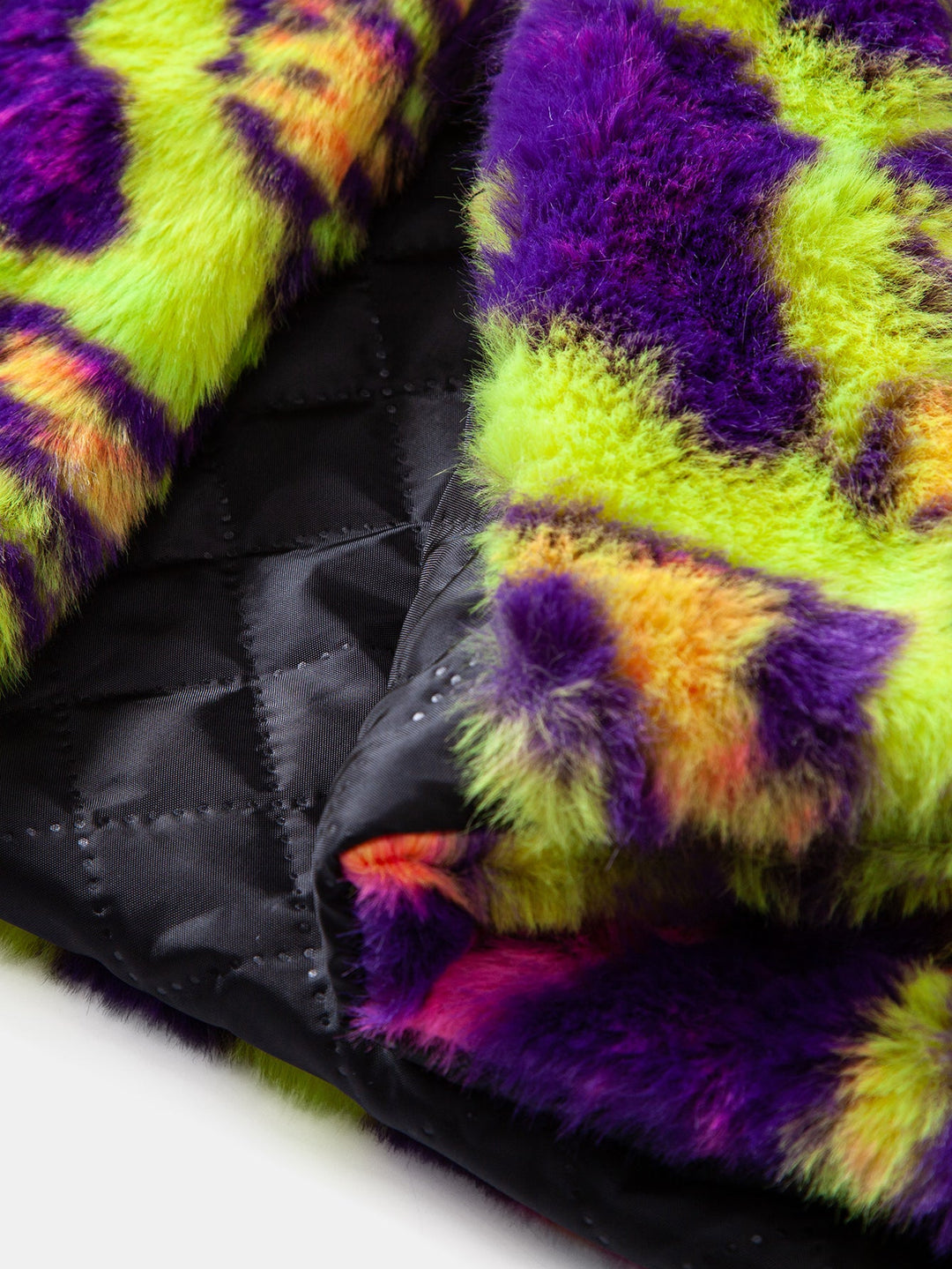 Faux Fur Colorful Leopard Notch Lapel Overcoat