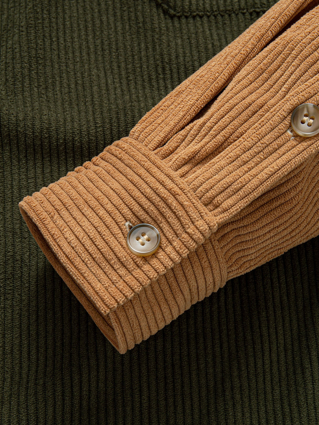 Relax Fit Corduroy Patchwork Hooded Shirt With Pockets & Straight Leg Corduroy Pants