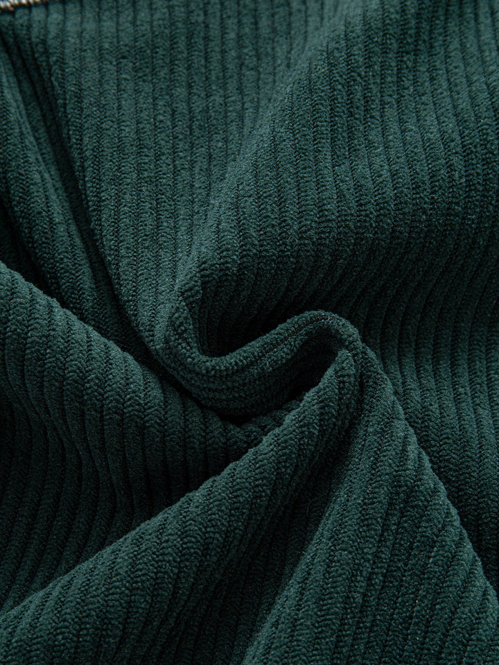 Ethnic Geometric Jacquard Patchwork Corduroy Shirt & Straight Leg Corduroy Pants