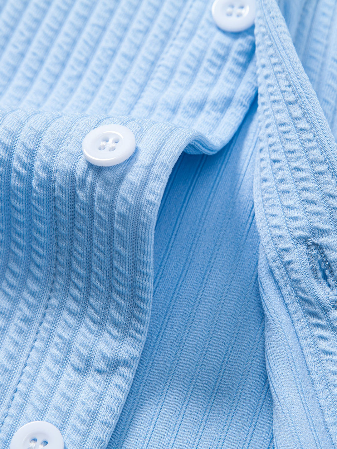 Long Sleeve Muscle Fit Ribbed Button Up Shirt