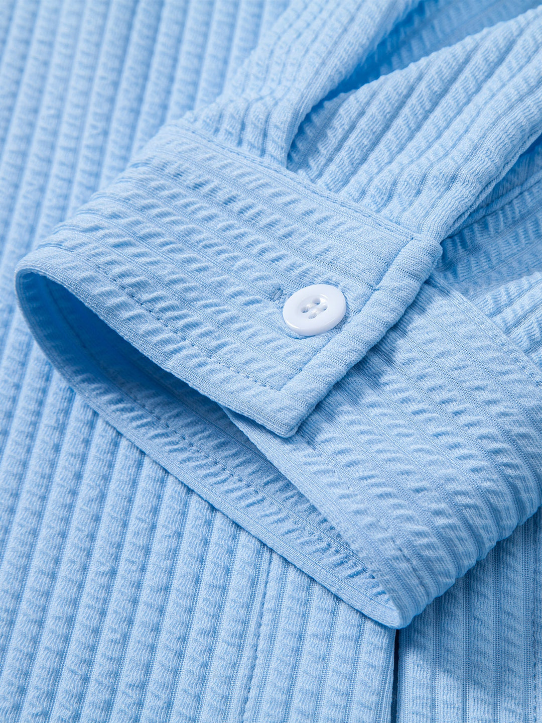 Long Sleeve Muscle Fit Ribbed Button Up Shirt