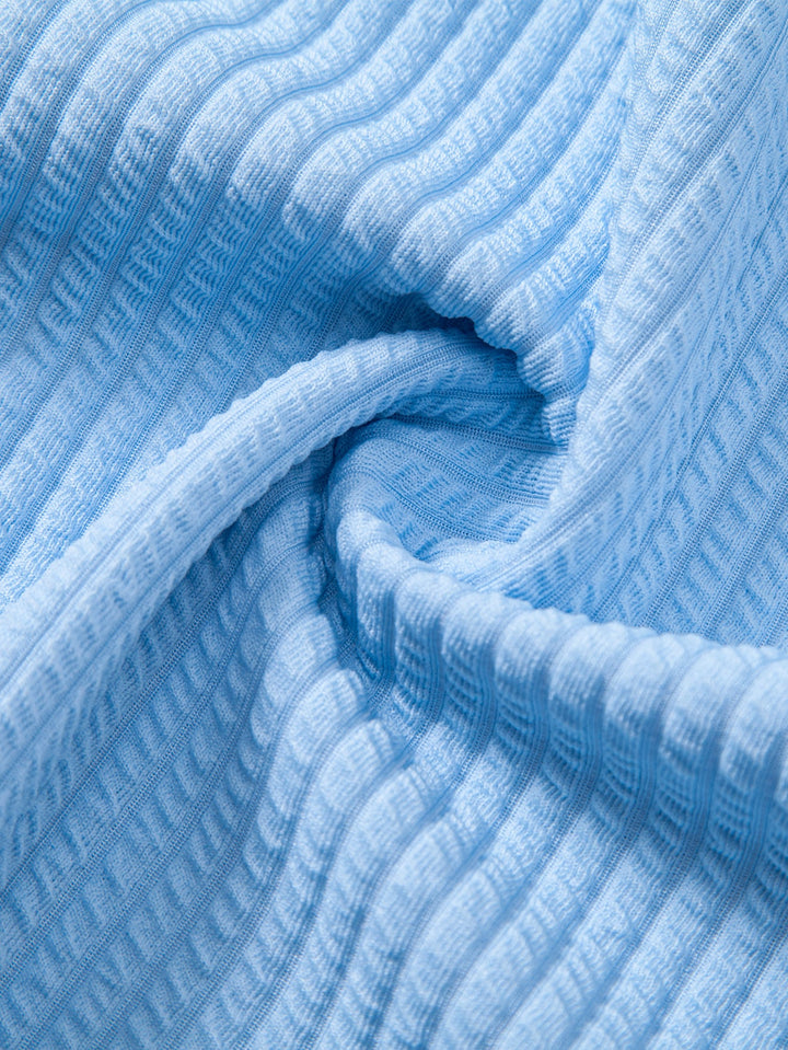 Long Sleeve Muscle Fit Ribbed Button Up Shirt