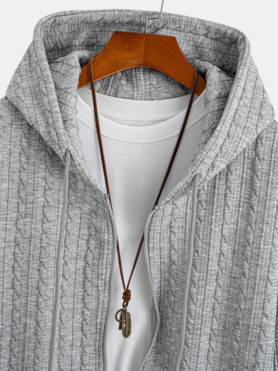 Relax Fit Twist Jacquard Zip Up Hoodie & Twisted Jacquard Straight Leg Pants