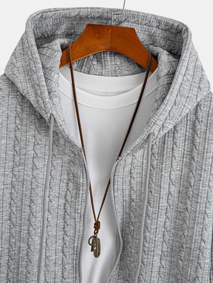 Relax Fit Twist Jacquard Zip Up Hoodie & Twisted Jacquard Straight Leg Pants