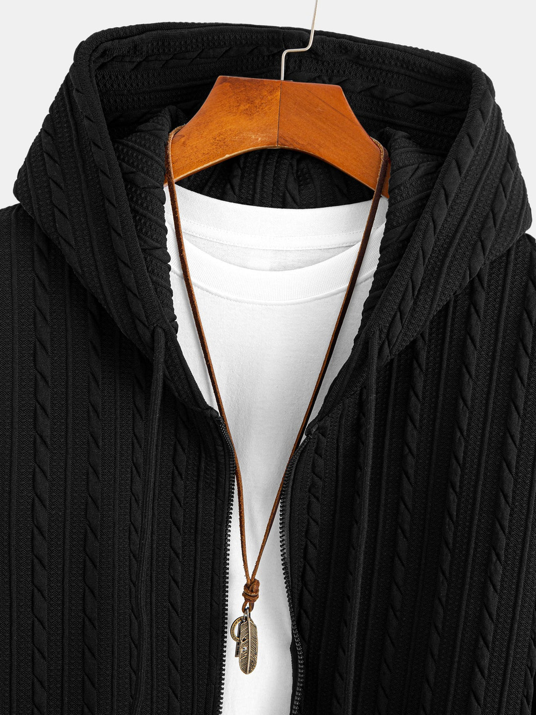 Relax Fit Twist Jacquard Zip Up Hoodie & Twisted Jacquard Straight Leg Pants