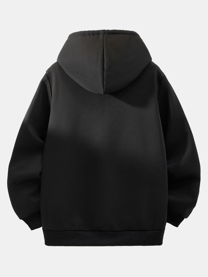 Zipper Bear Print Teddy Lined Hoodie