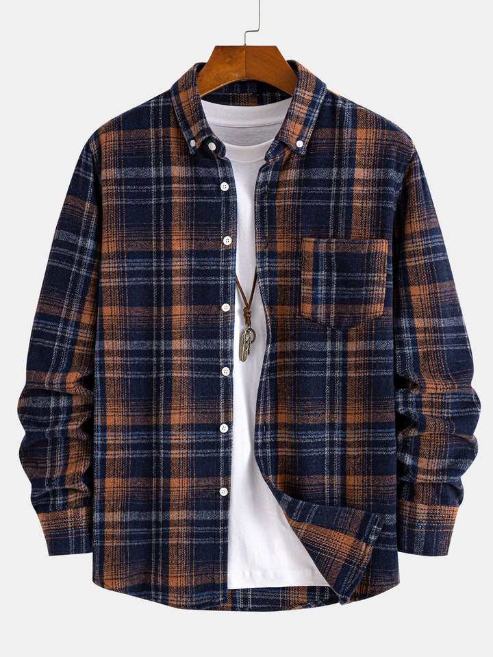 Flannel  Plaid Cotton Button Up Shirt