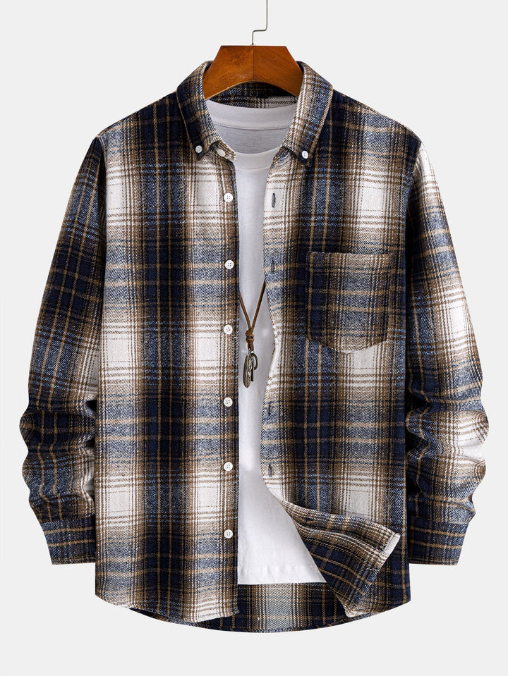Flannel Plaid Cotton Button Up Shirt