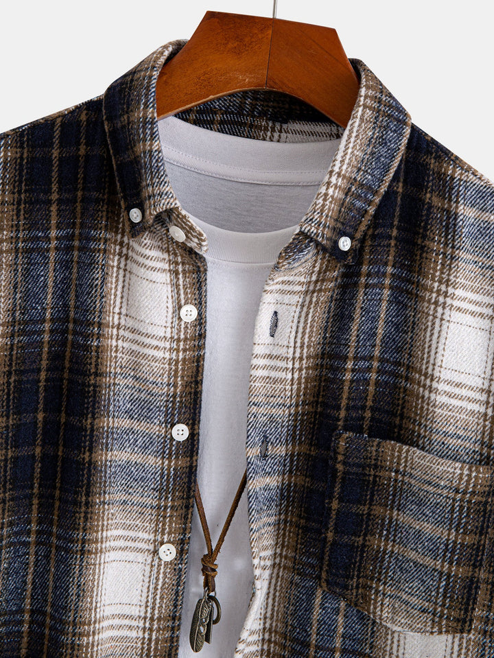 Flannel Plaid Cotton Button Up Shirt