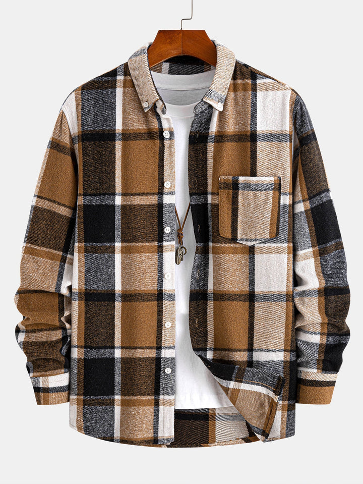 Flannel Plaid Cotton Button Up Shirt
