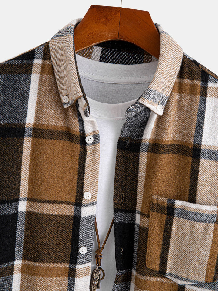 Flannel Plaid Cotton Button Up Shirt