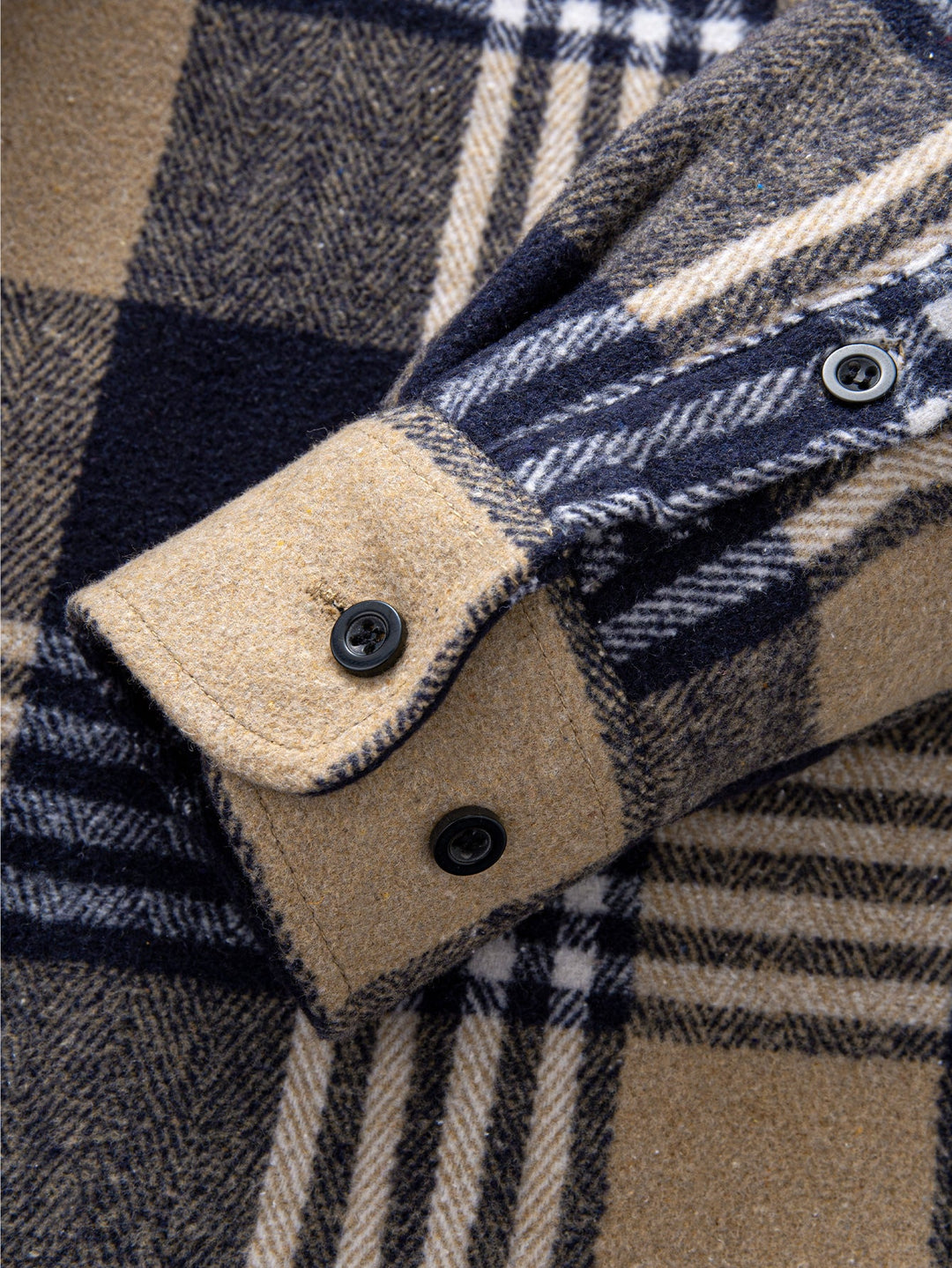 Flannel Fleece Lined Plaid Cotton Button Up Shirt