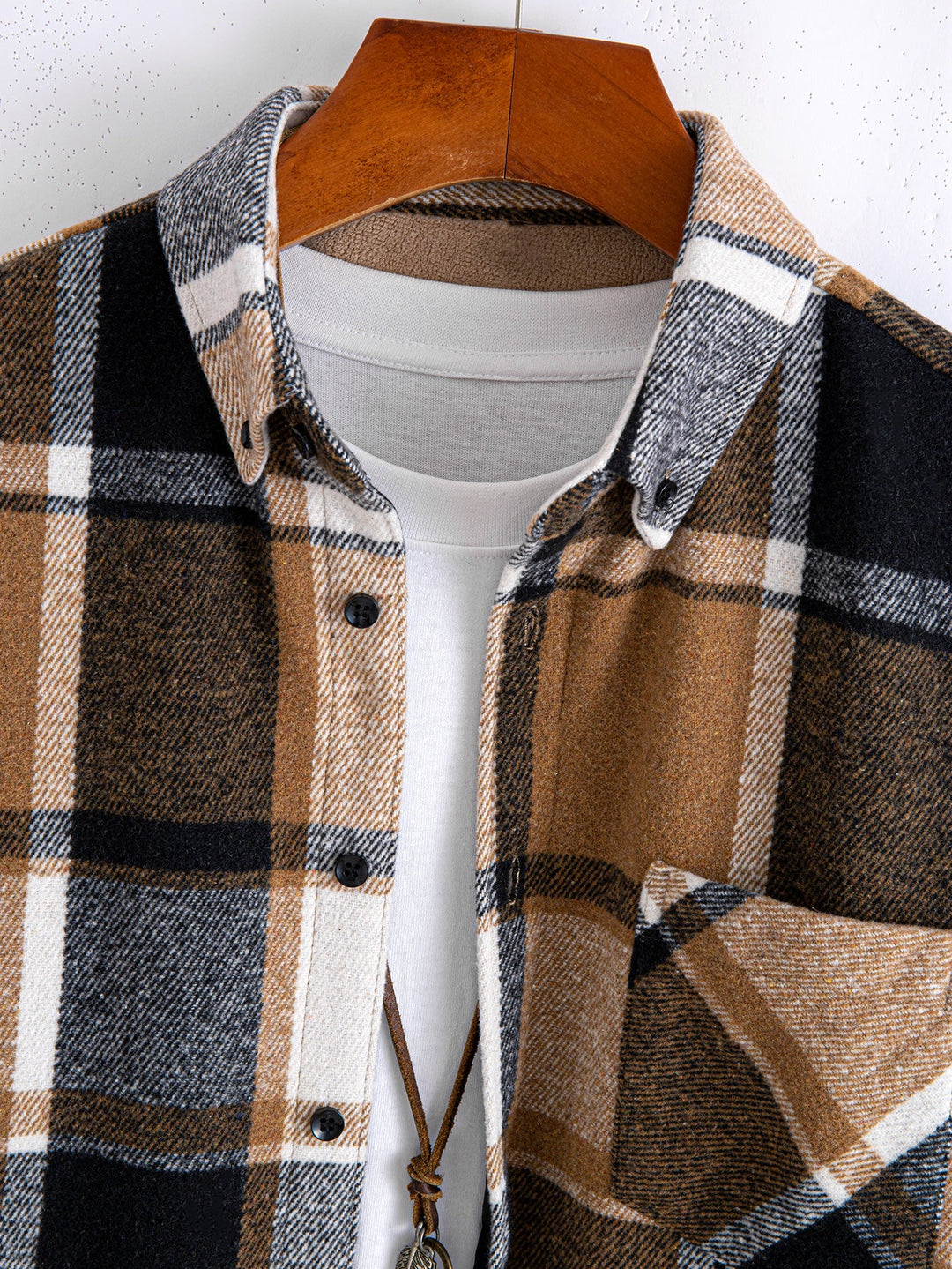 Flannel Fleece Lined Plaid Cotton Button Up Shirt